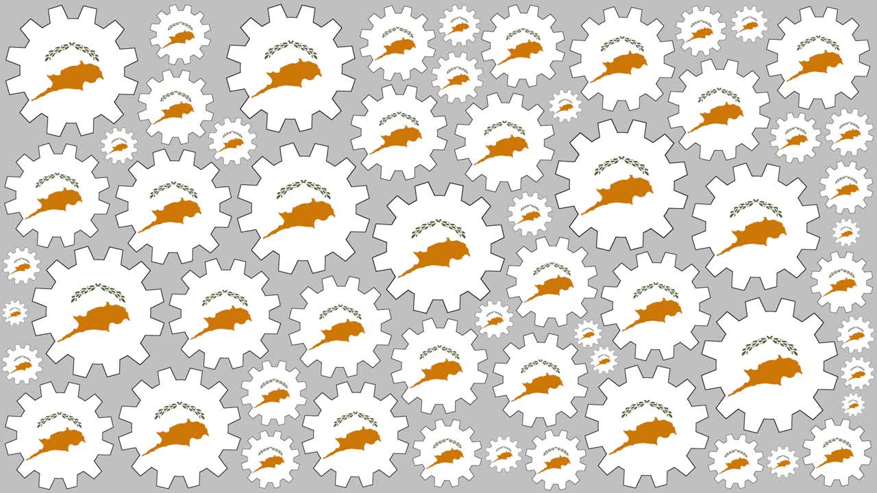 Cypriot flag gears spinning background