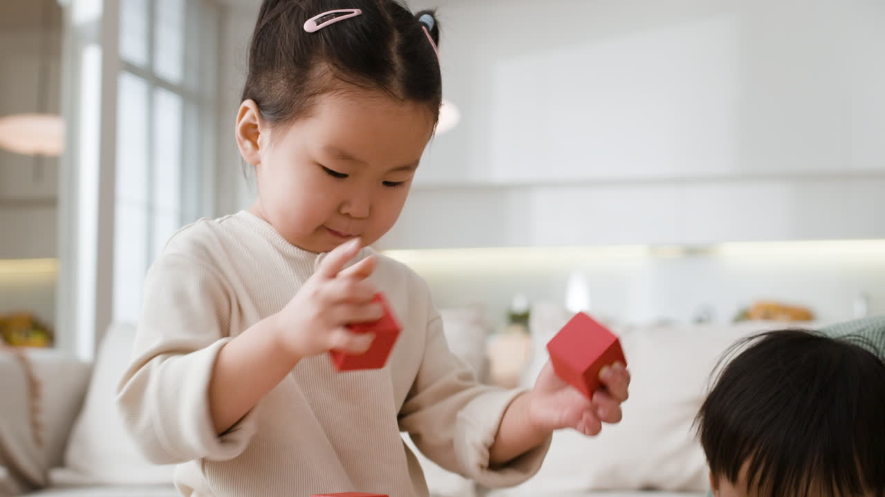 Family Playing with Blocks