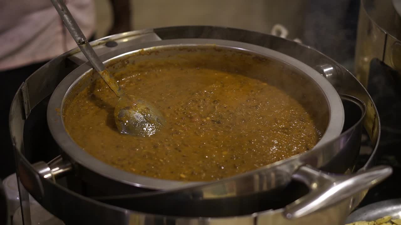 Punjabi dish. Dal makhani ready to serve in wedding.
