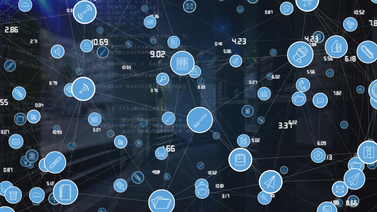 animación del procesamiento de datos sobre la ciudad