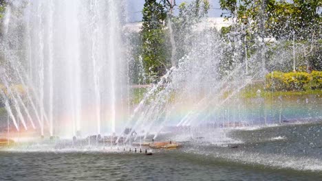 colorful fountain display with vibrant rainbow effect