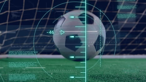 animación de escaneo de alcance y procesamiento de datos sobre el fútbol.