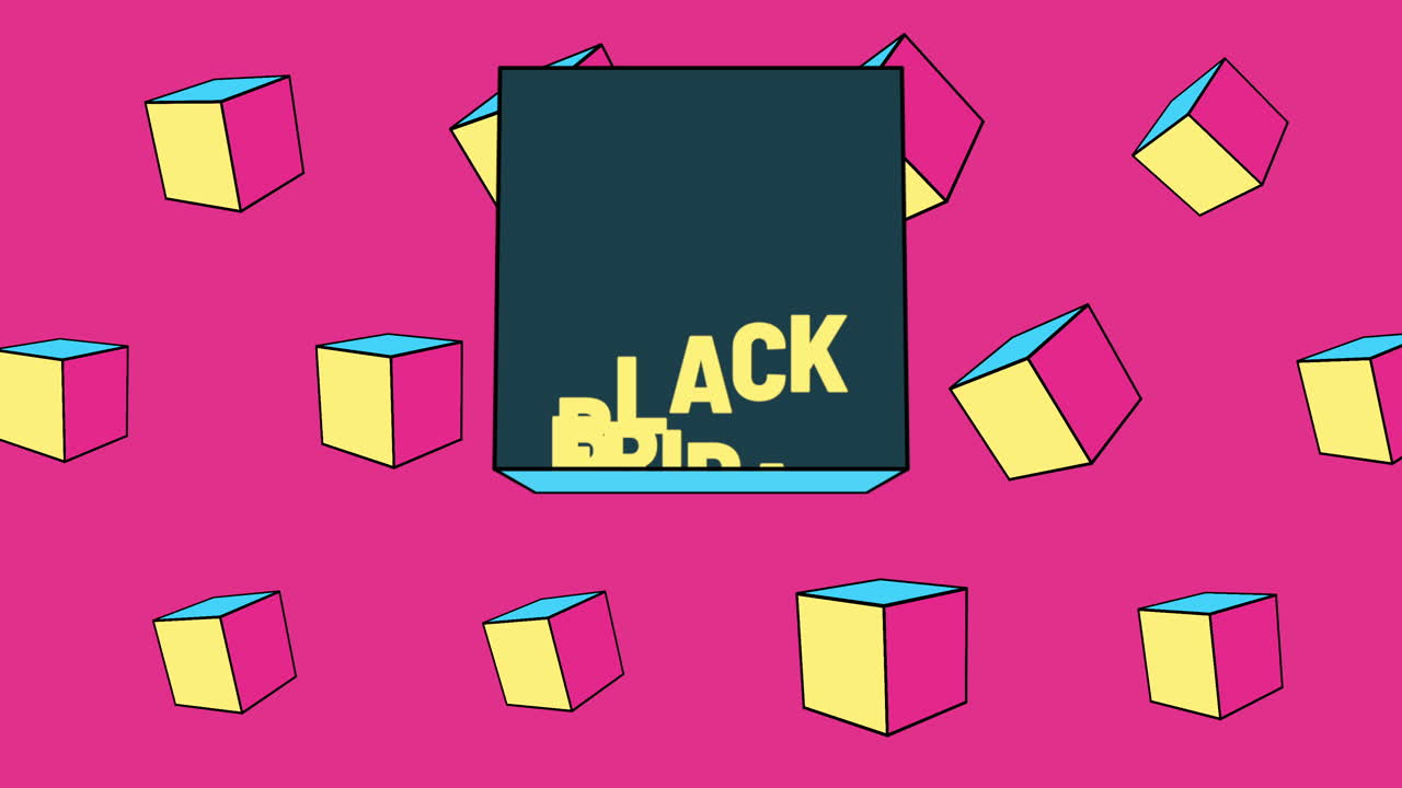 Animation text Black Friday and motion abstract geometric shapes 3