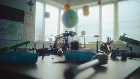 stem classroom with educational toys and models