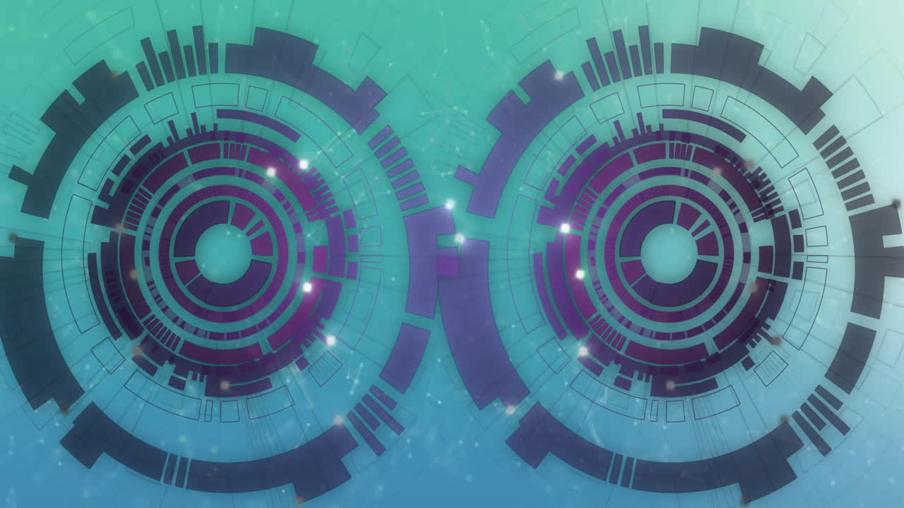 어두운 배경에서 스콘 스캔 및 데이터 처리의 애니메이션