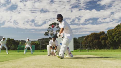 Cricket-player-shooting-in-the-ball-in-a-pitch