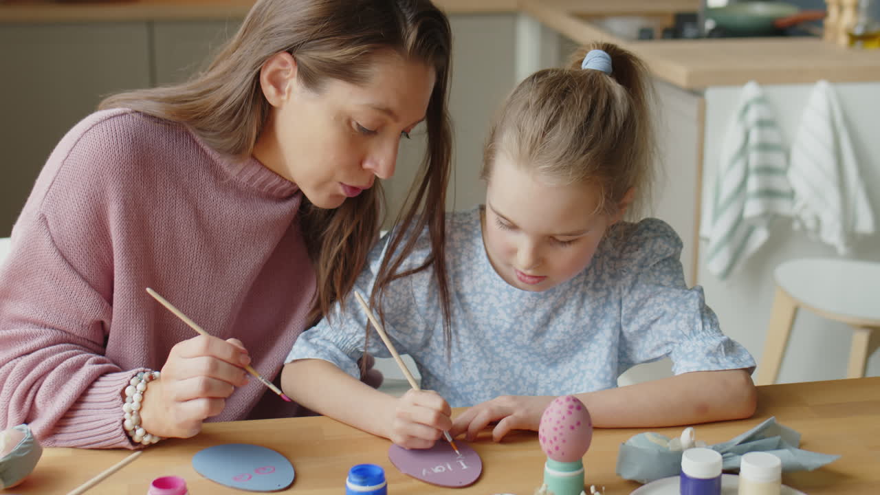 Mother and Daughter Making Easter Cards