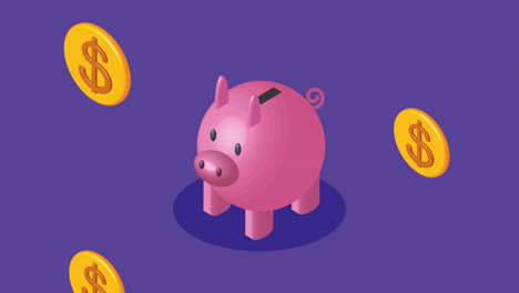 dinero dólares financieros con cerdo