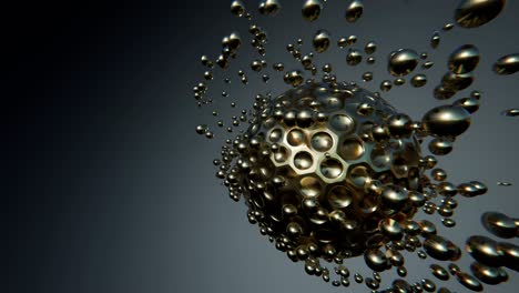 las partículas 3d vuelan alrededor de la pelota.