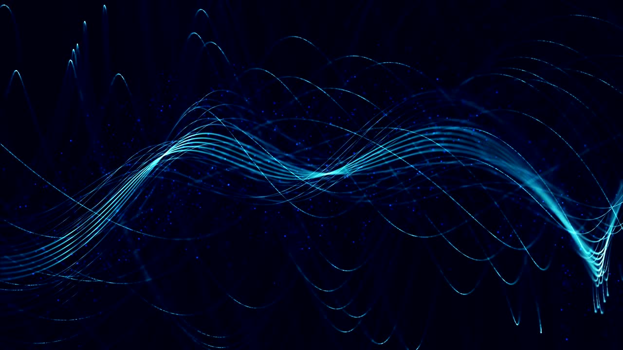3d rendering blue background with twisted particle strings. digital abstract background. seamless loop