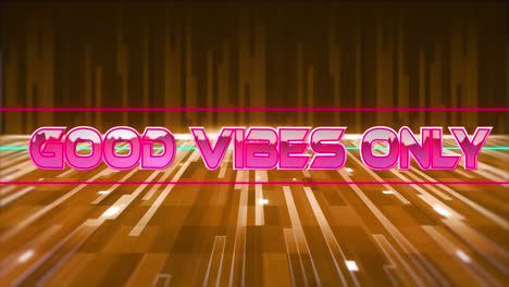 animation of good vibes only text over lines on black background