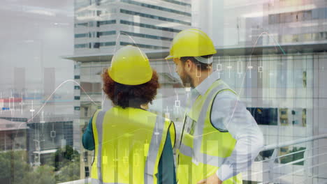 architects discussing about plans on a rooftop 4k