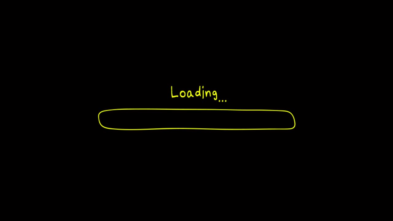 Animation colorful loading bar on black background.