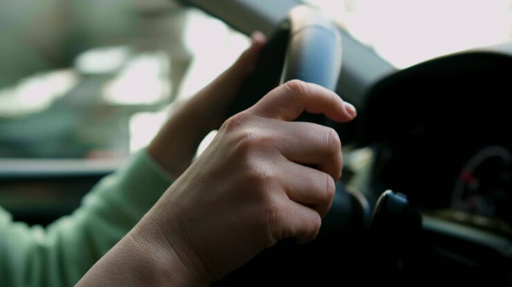 Woman driving a car