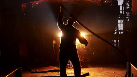 metal pouring in a foundry