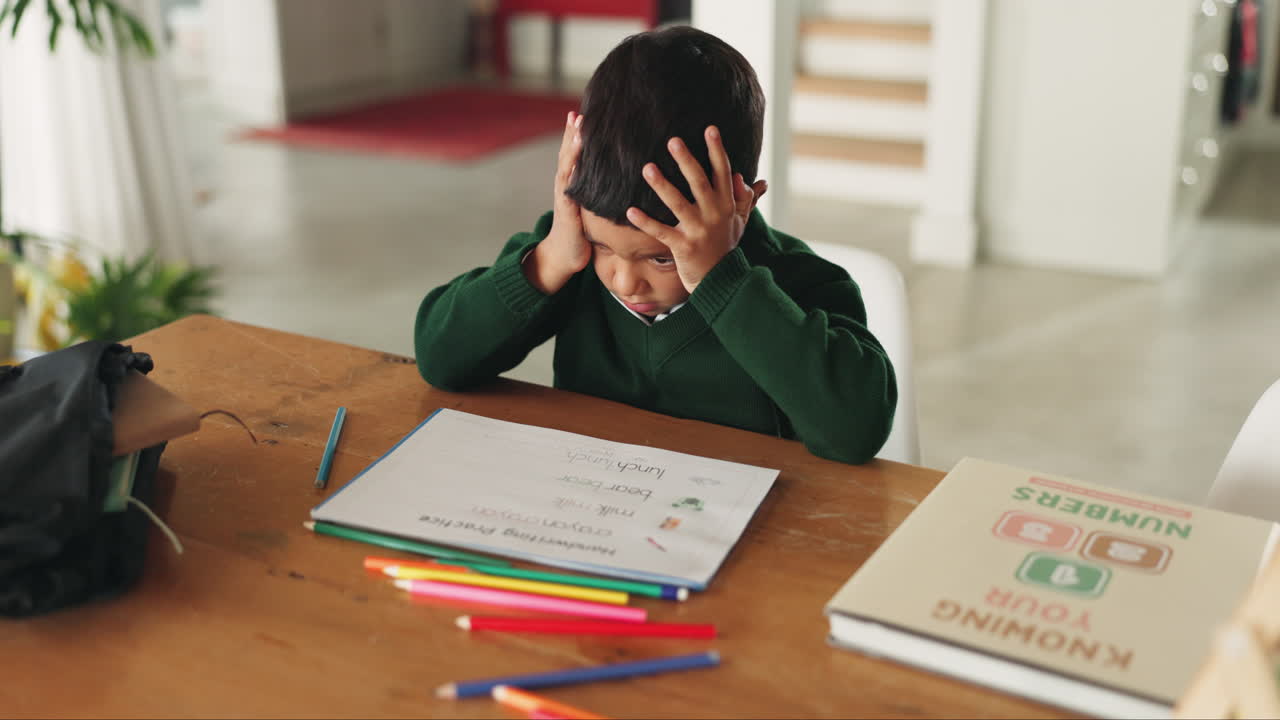 Casa, stress e bambino con i compiti