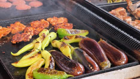 grilled meats and vegetables