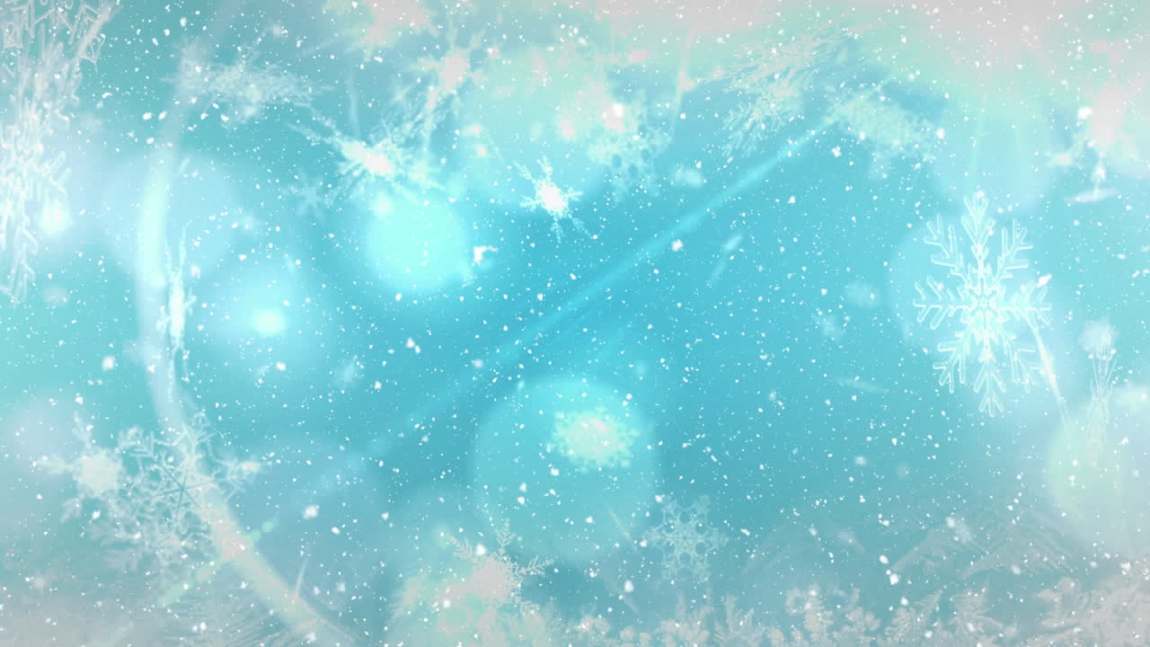 파란색 배경 위에 내리는 눈의 애니메이션