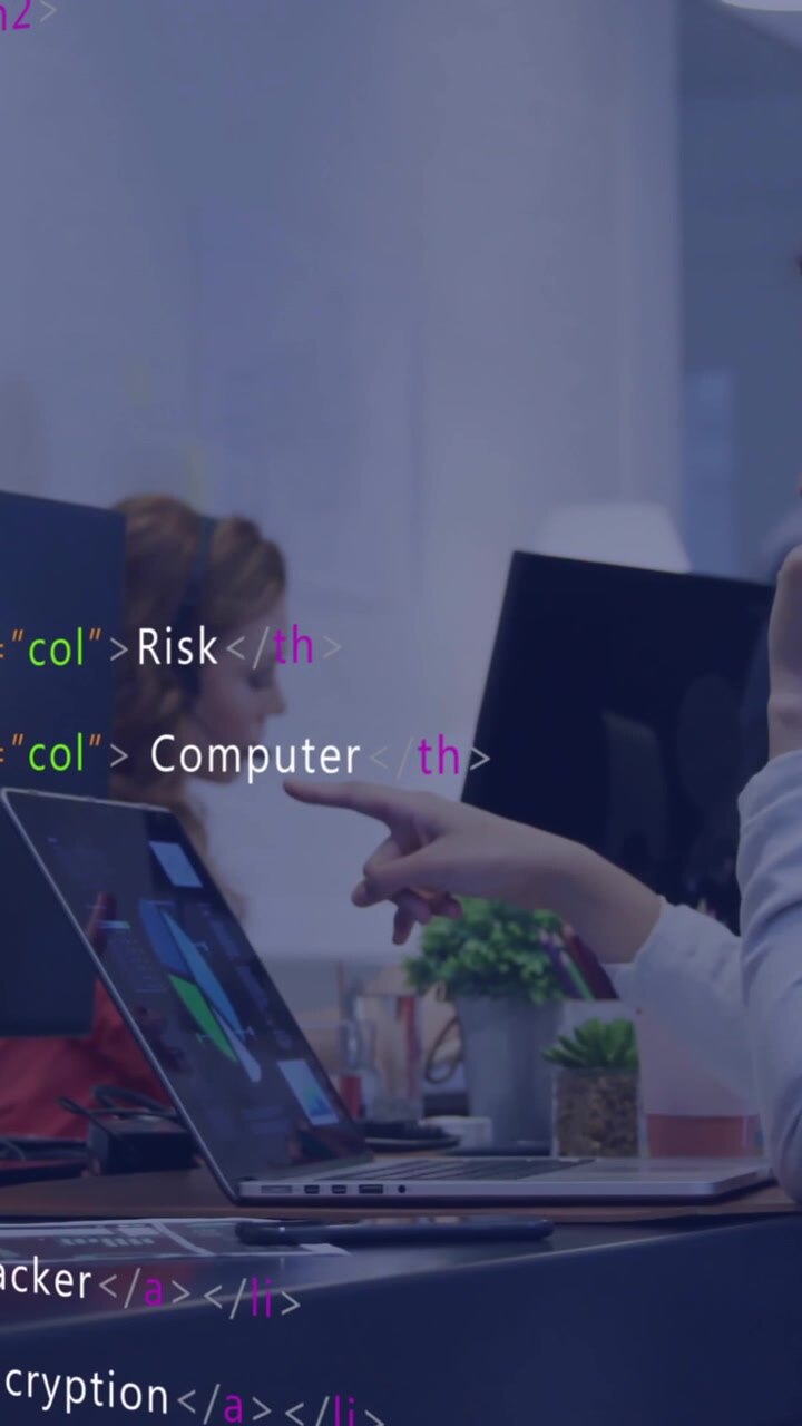 Animation of financial data processing over diverse business people in office