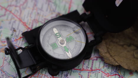 compass on a map outdoors