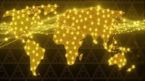 global network connections and data points animation over world map