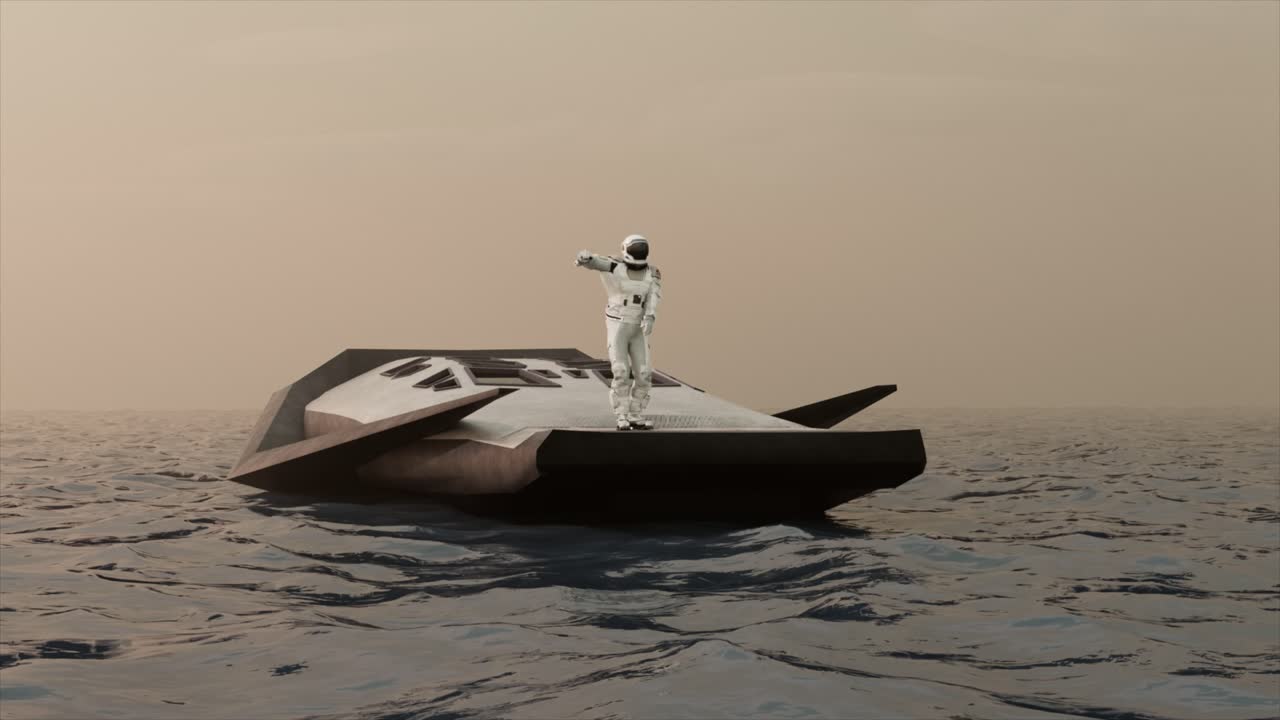 Astronauta su un'Astronave Danneggiata nell'Oceano