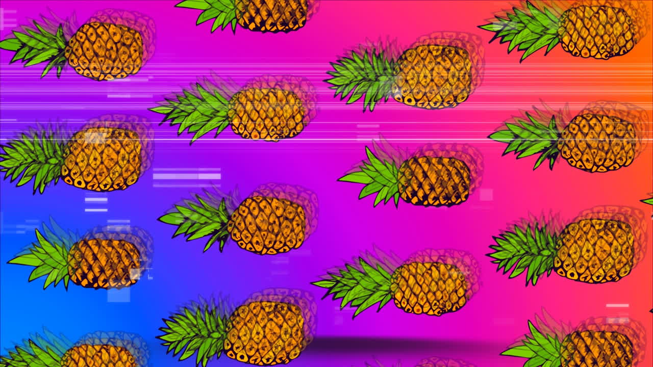 파인애플과 다채로운  ⁇ 거리는 줄무 ⁇