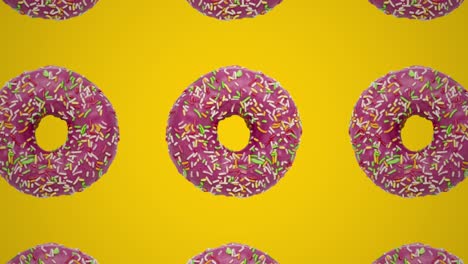 rosas rosas sobre un fondo amarillo. concepto de comida gráfico de movimiento mínimo bucle sin costuras patrón geométrico animado