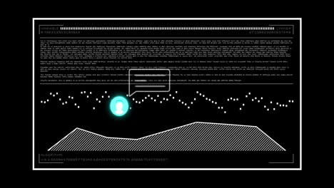 animación del procesamiento de datos de la ia a través de chat bot y pantalla sobre fondo negro