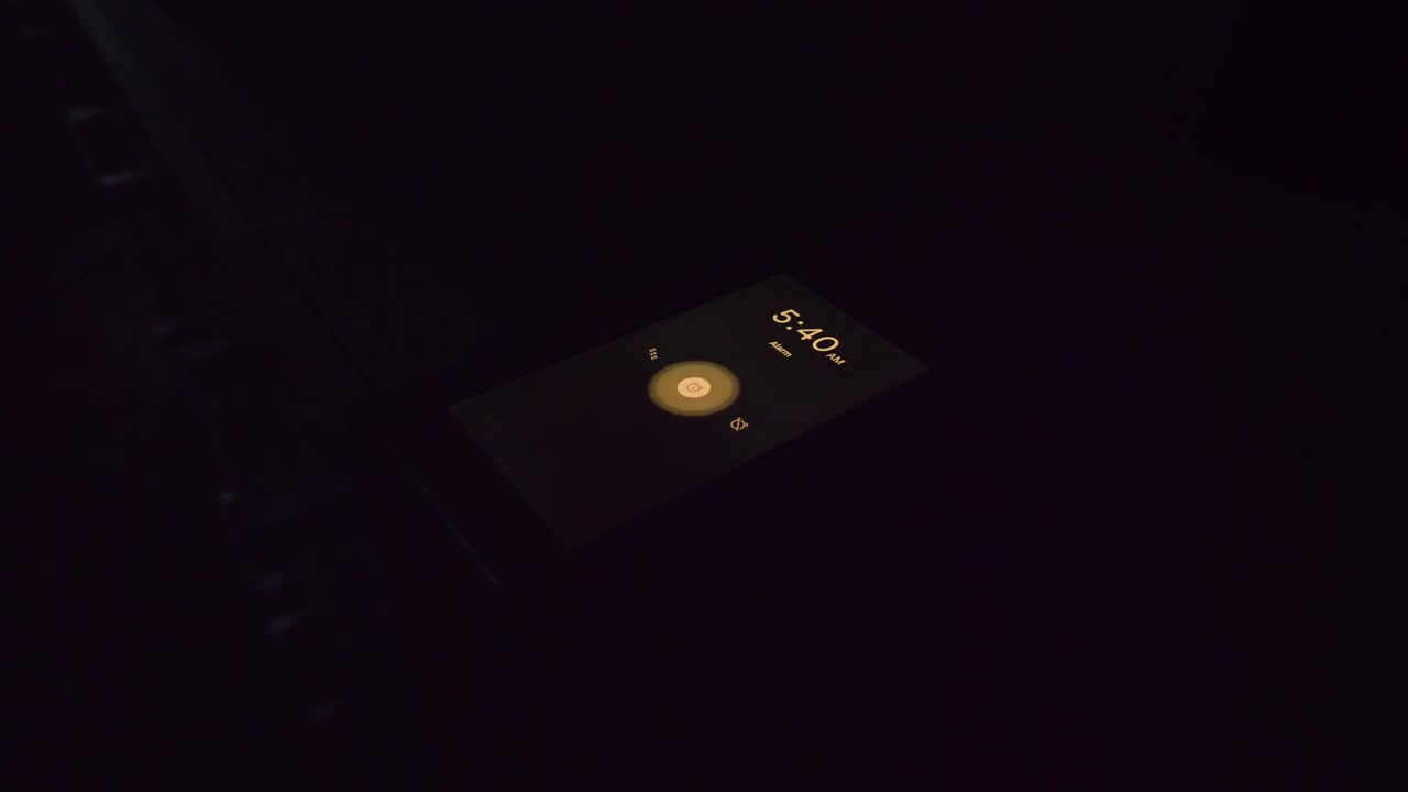 Smartphone alarm clock goes off at 5:40 am and it's turned off, static