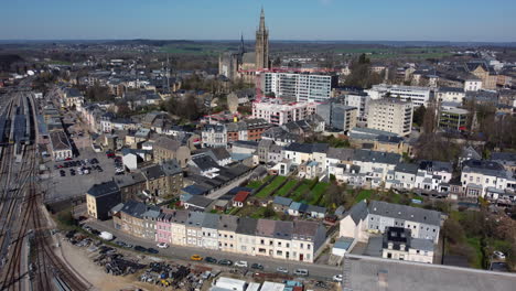 aerial view of a belgian town