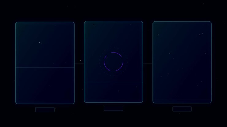 Digital Interface with Three Animated Data Panels