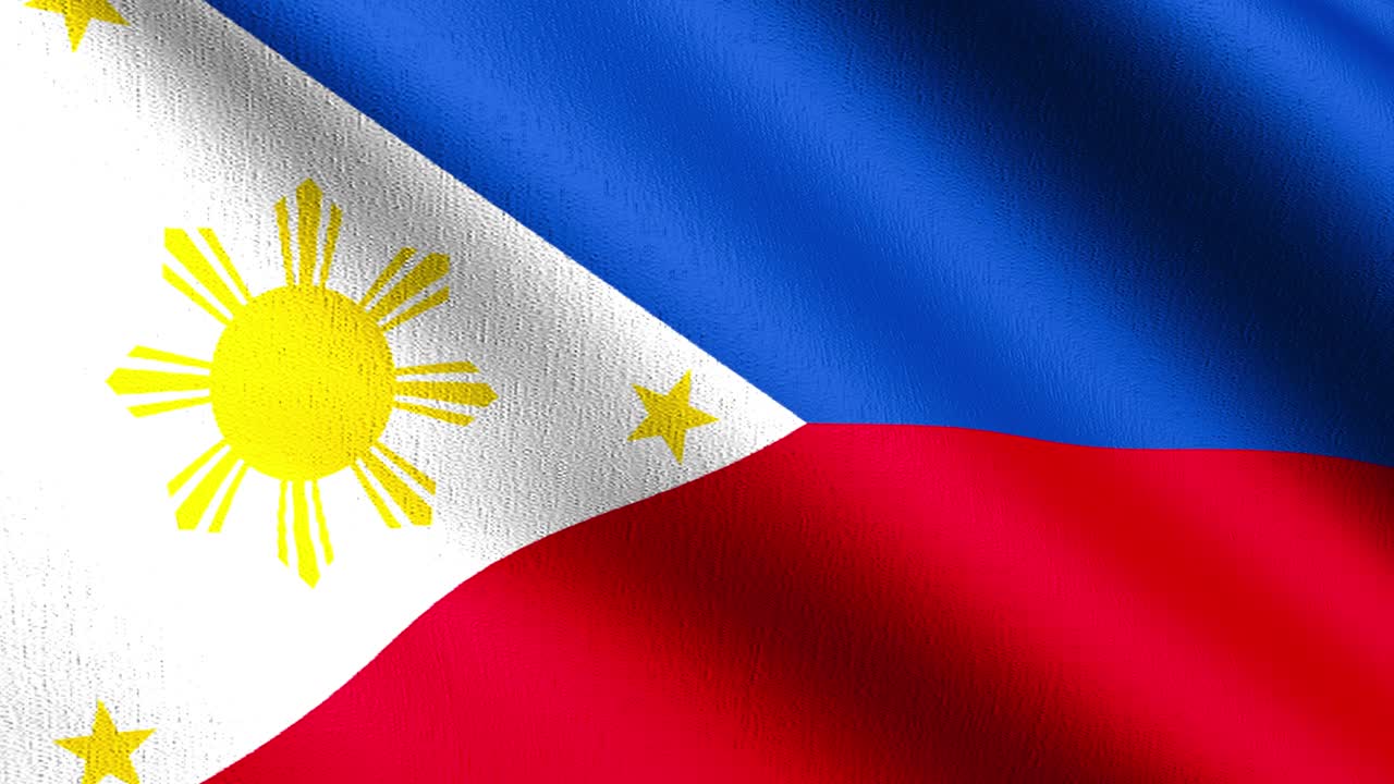 시엄리스 루프 4k vdo - 바람에 날아다니는 필리핀 국기 - 공식 애국 추상 디자인 - 흔들리는 표지 기호의 3d 렌더링 일러스트레이션