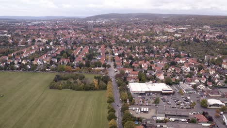 arcitecture of a typical german city in captured by a drone in göttingen goettingen, niedersachen, europe