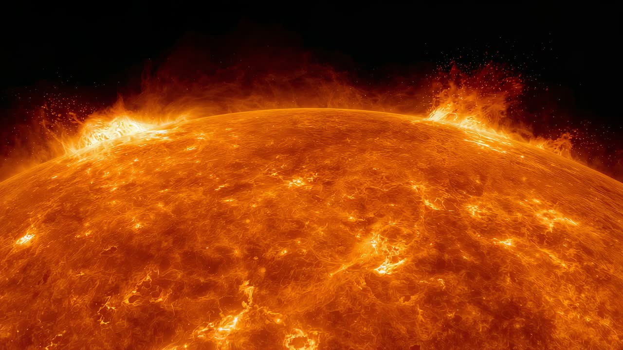 Erupting Sun's limb showing growing prominences and jets after small brightening, with photosphere