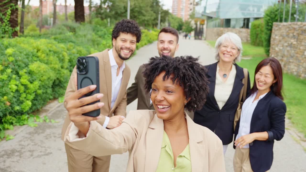 Group of business people taking a selfie