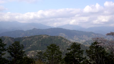 Stunning-view-out-from-top-of-Mount-Takao-towards-mountain-range