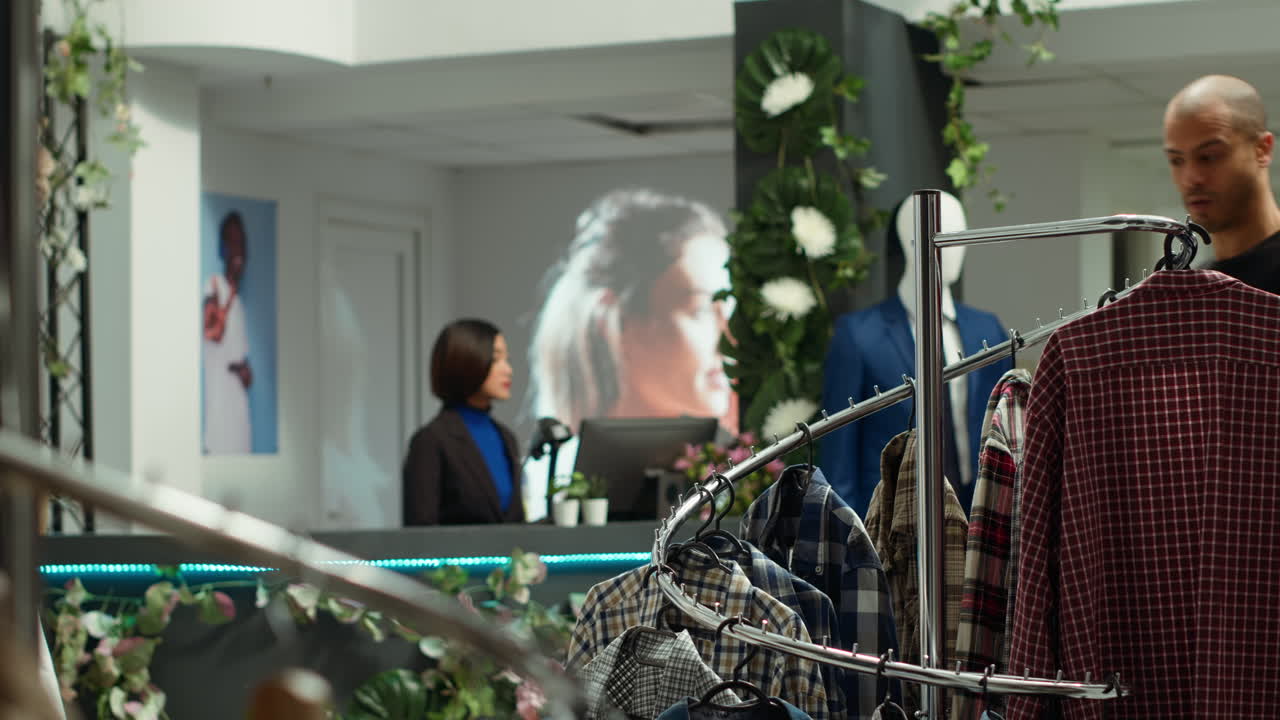 현대 의류 가게에서 쇼핑 경험