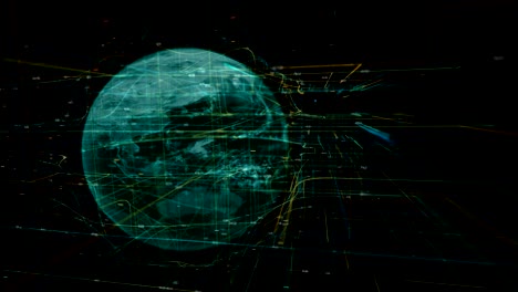 4k girando la tierra holográfica de hud.