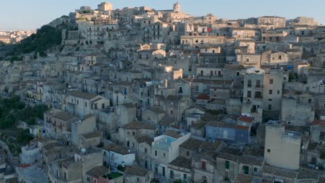 aerial view of modica alta val di noto sicily old baroque town south italy