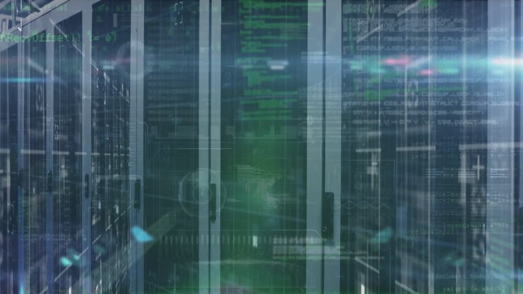Animation of data processing over server room