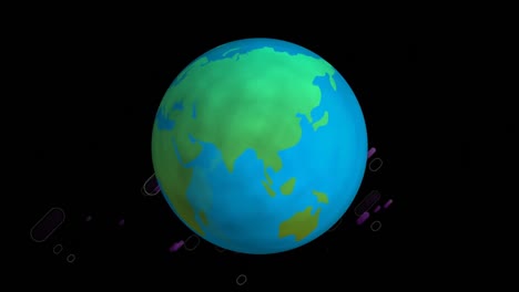 animation of purple stripes pulsating and spinning globe on black background