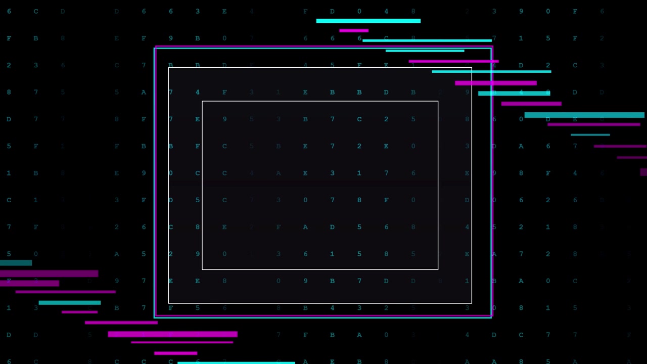 Abstract Digital Background with Moving Geometric Frames and Data Code