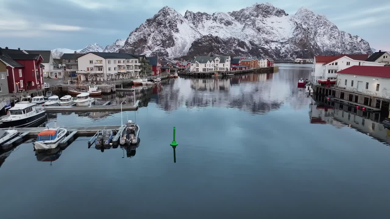 vista aérea de las islas lofoten hermoso paisaje durante el invierno
