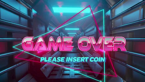 animación del juego sobre texto sobre túnel digital en movimiento