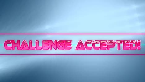 challenge accepted text over neon banner against spots of light on blue background