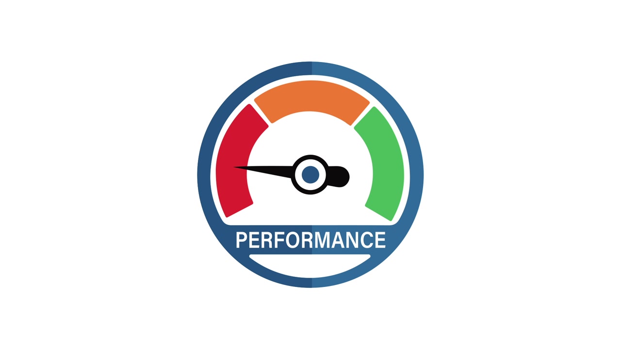 Animated Performance Meter with Needle Moving to High Level