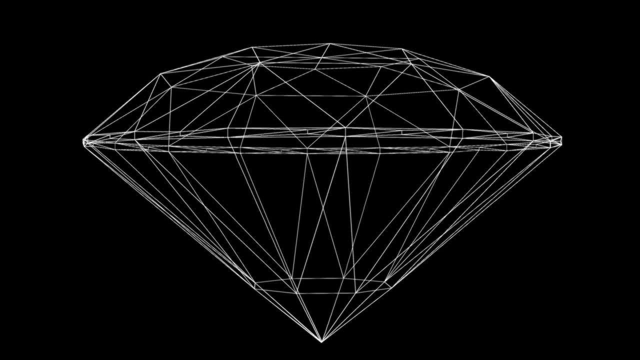 Tela de holograma 3D de um diamante - loop