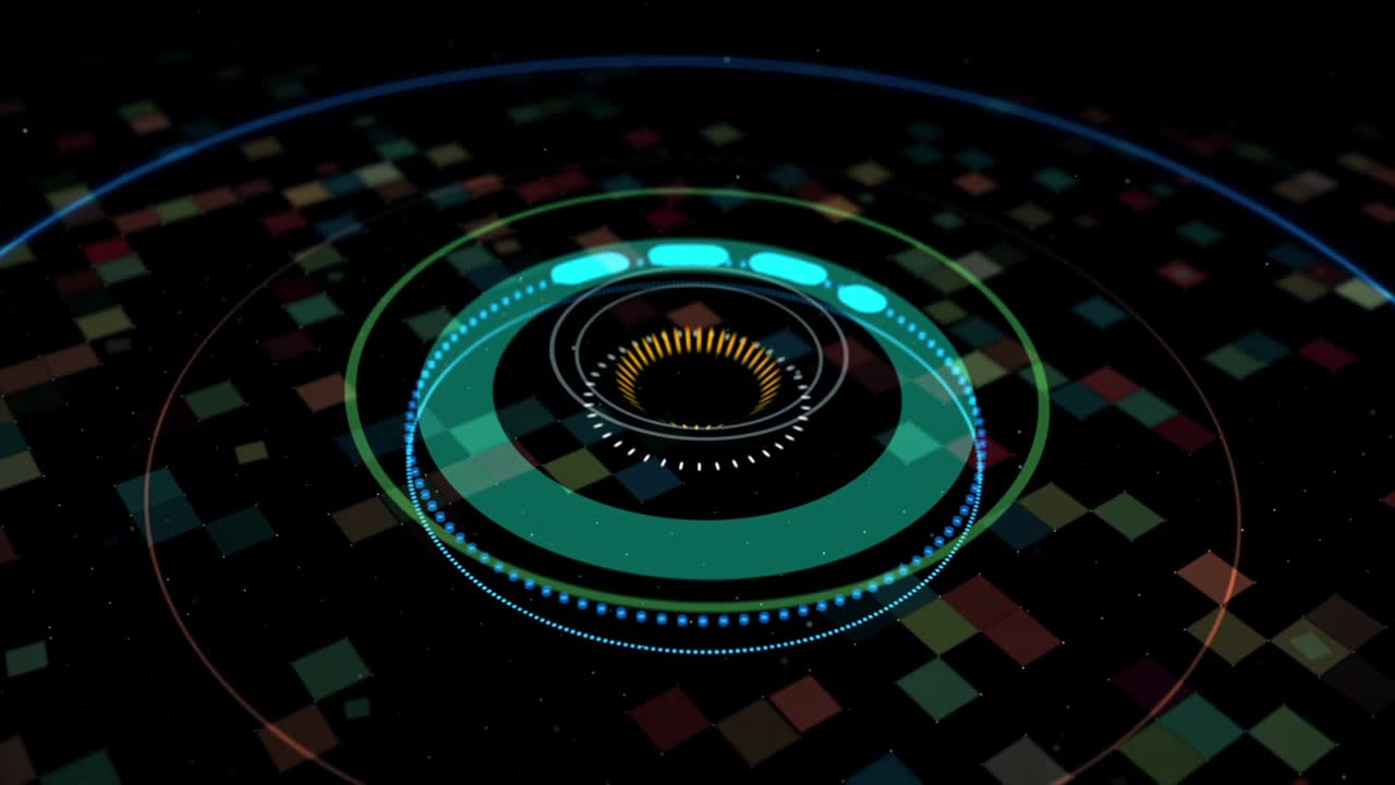 Colorful background with audio equalizer beating rythm. Animation. Concept of dancing, parties, musical events or performances, audiovisual shows, seamless loop.