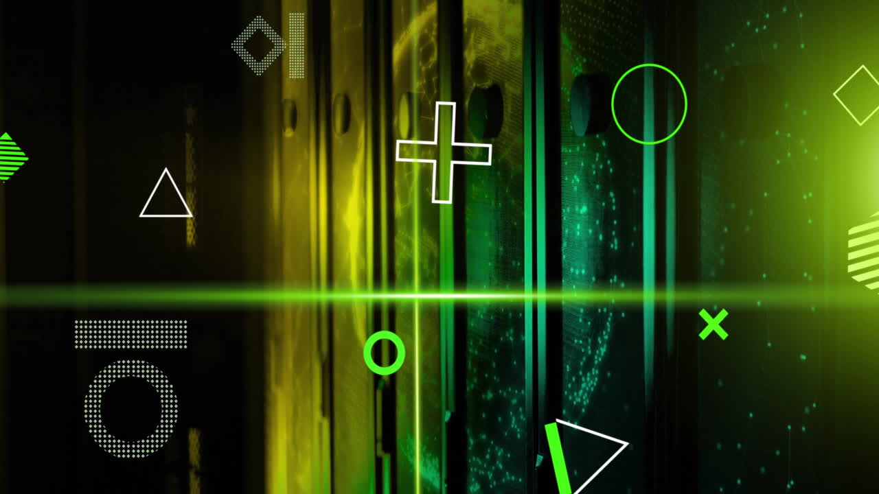 컴퓨터 서버를 통해 디지털 데이터 처리의 애니메이션